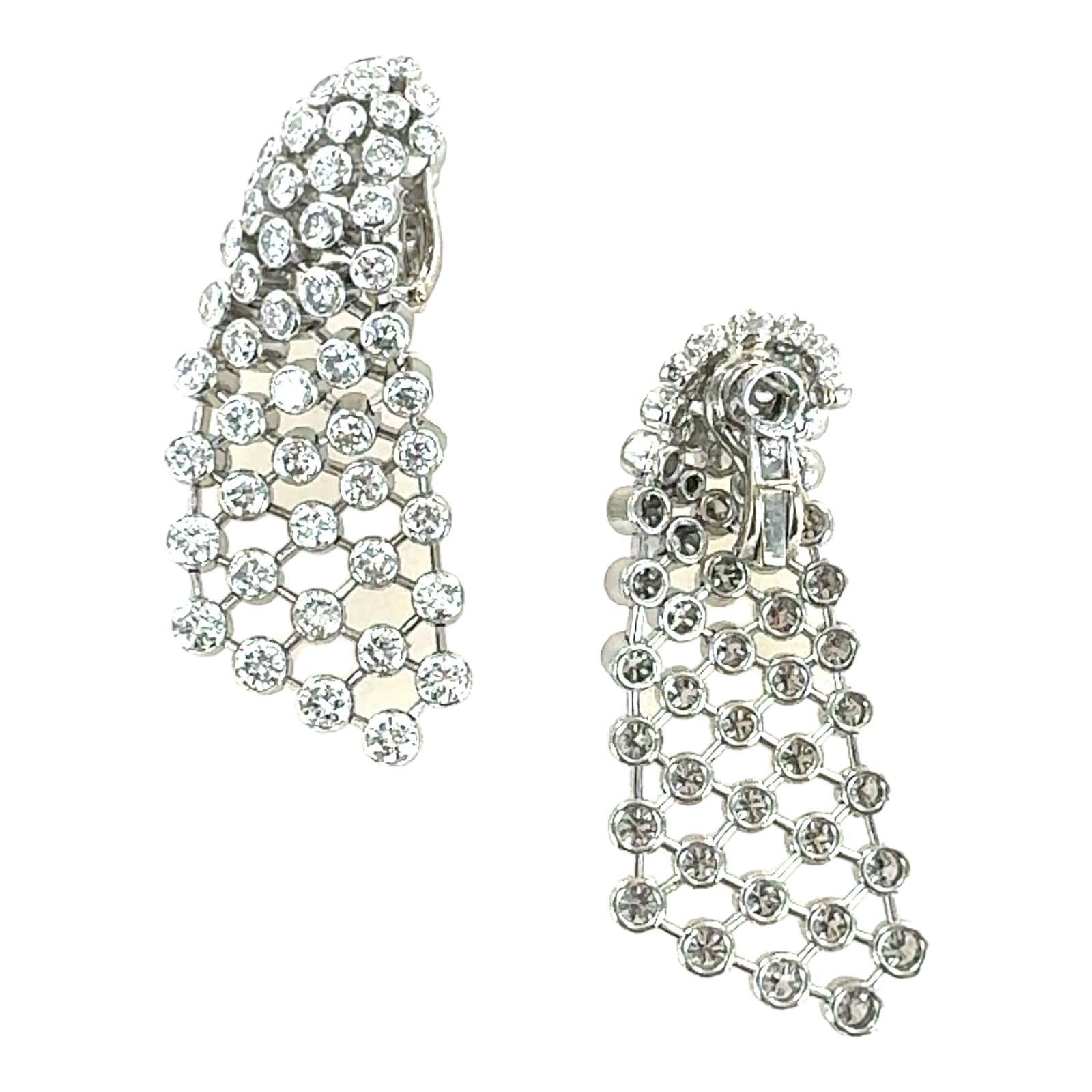 Cartier Rare Round Briliant Diamond Platinum Waterfall Drop Dangle Earrings 4