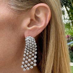 Cartier Rare Round Briliant Diamond Platinum Waterfall Drop Dangle Earrings