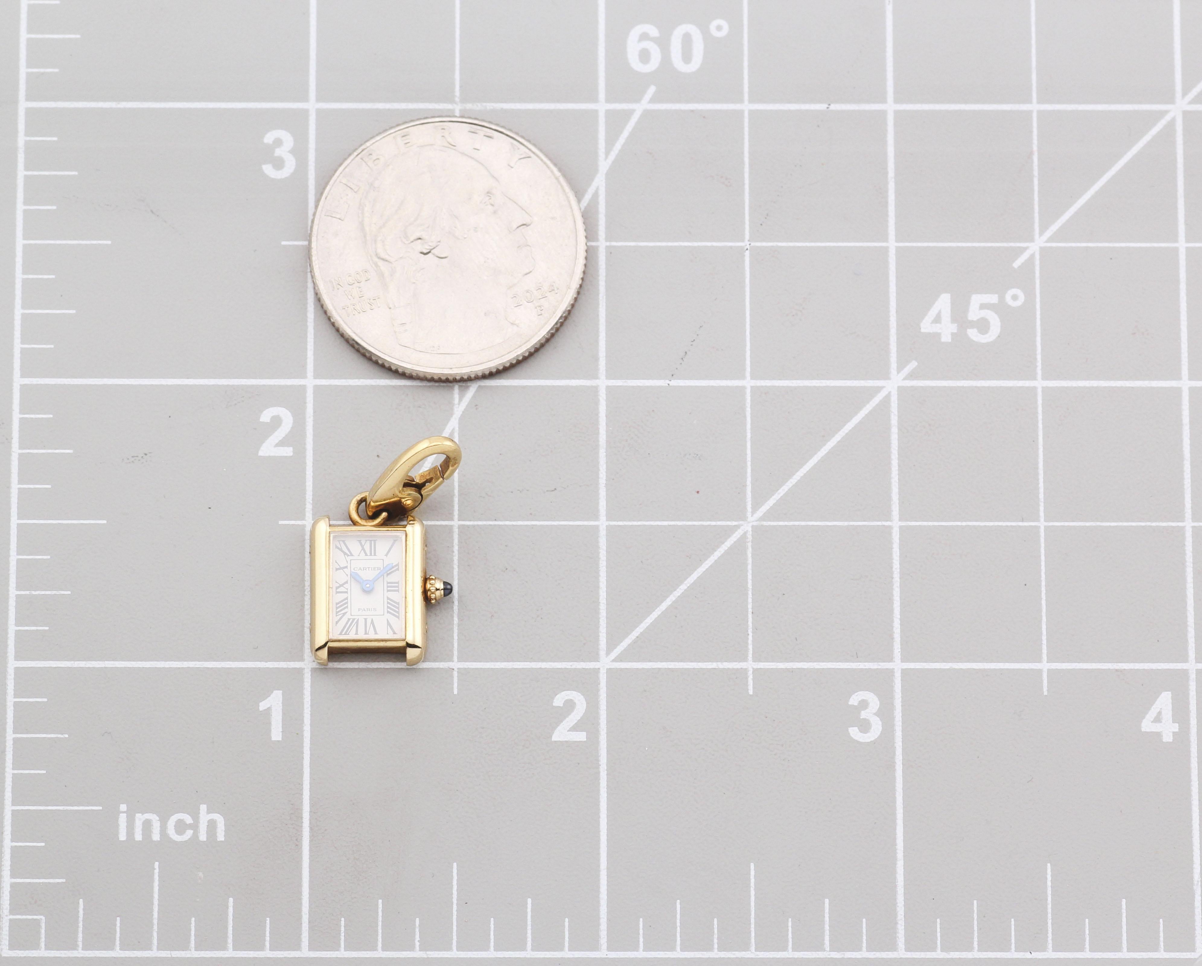 Pendentif en or 18k avec breloque pour la montre Louis Tank de Cartier, saphir rare Bon état - En vente à Simpsonville, SC