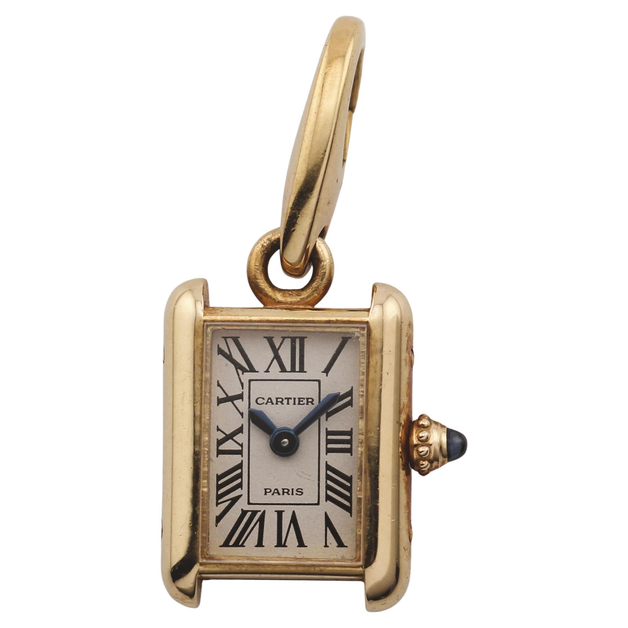 Pendentif en or 18k avec breloque pour la montre Louis Tank de Cartier, saphir rare en vente
