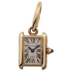 Cartier Rare Sapphire 18k Gold Louis Tank Uhr Charme Anhänger