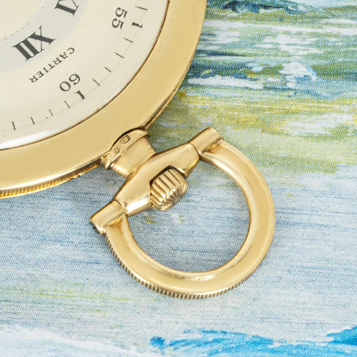 Cartier Rare Slim Gold Keyless Lever Pocket Watch C1940 In Good Condition For Sale In London, GB