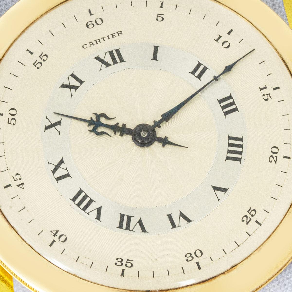 Men's Cartier Rare Slim Gold Keyless Lever Pocket Watch C1940 For Sale
