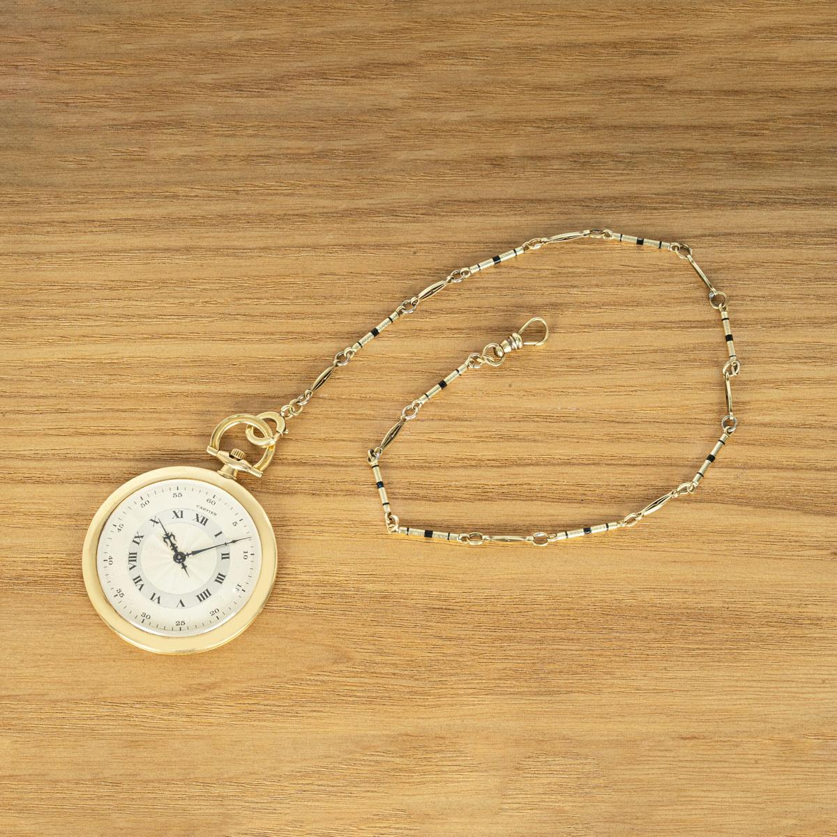 Cartier Rare Slim Gold Keyless Lever Pocket Watch C1940 For Sale 1