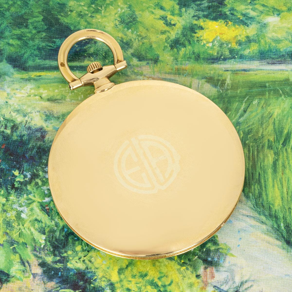 Cartier Rare Slim Gold Keyless Lever Pocket Watch C1940 For Sale 2