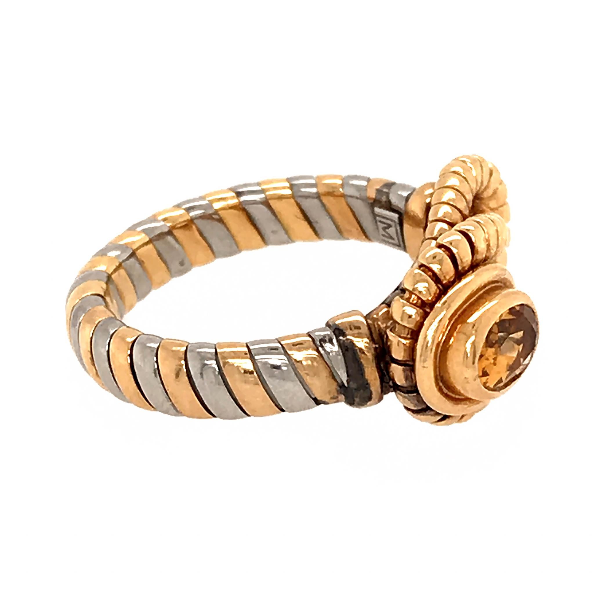Cartier Rare Two-Tone Gold with Citrine Hercules Knot Ring In Excellent Condition In New York, NY