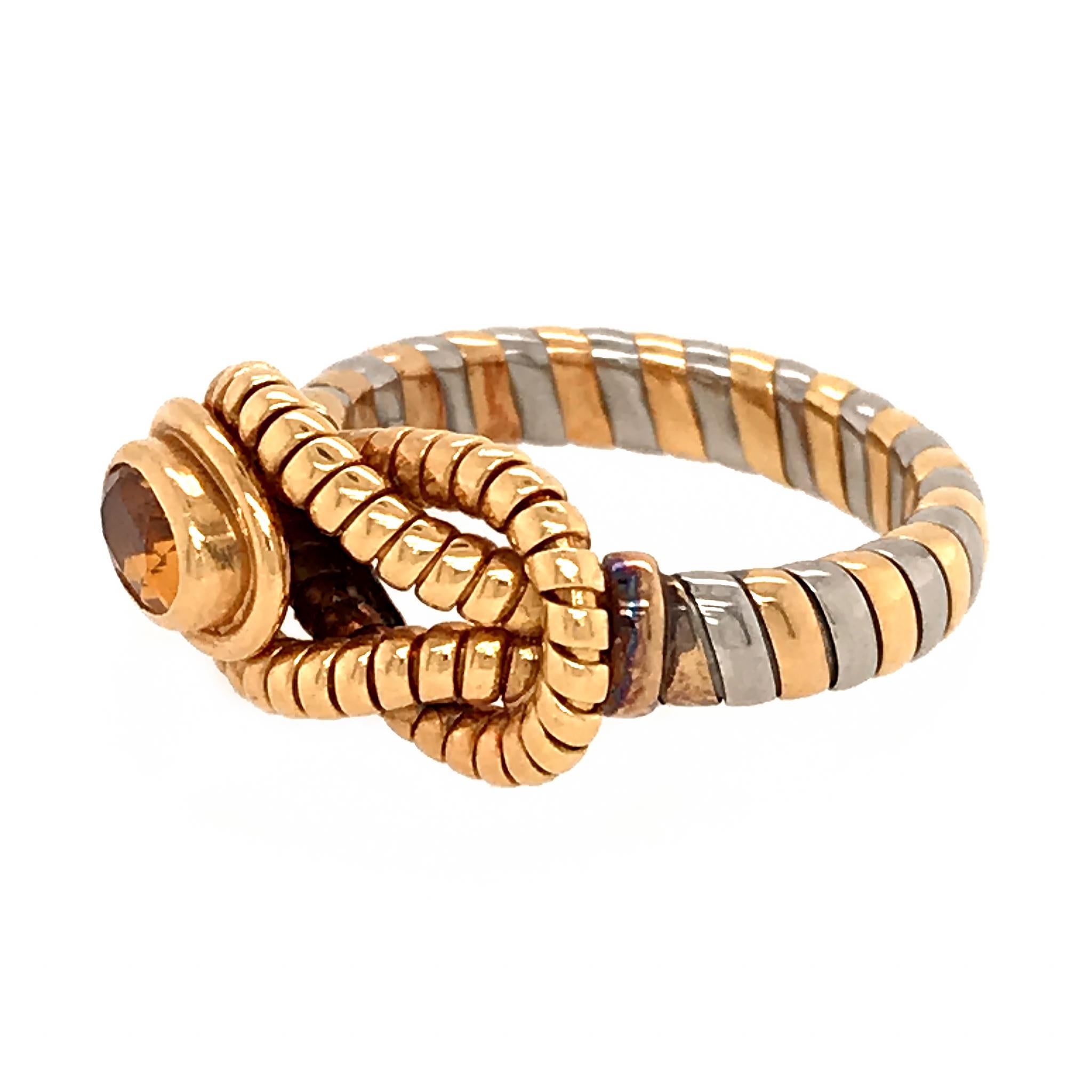 Women's Cartier Rare Two-Tone Gold with Citrine Hercules Knot Ring