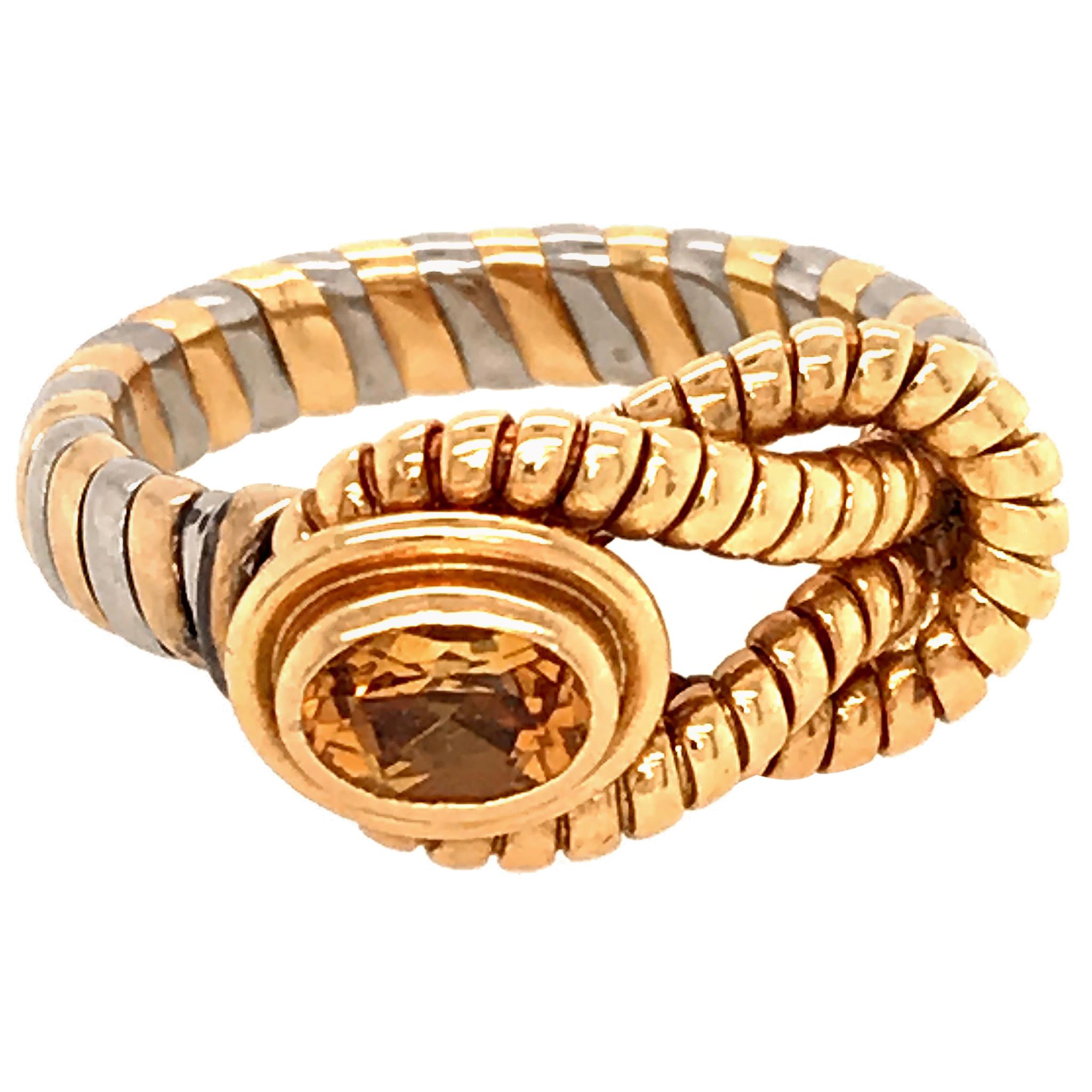 Cartier Rare Two-Tone Gold with Citrine Hercules Knot Ring
