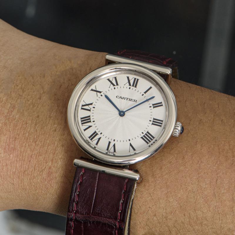 Cartier Rare montre Vendome Drivers en or blanc en vente 2