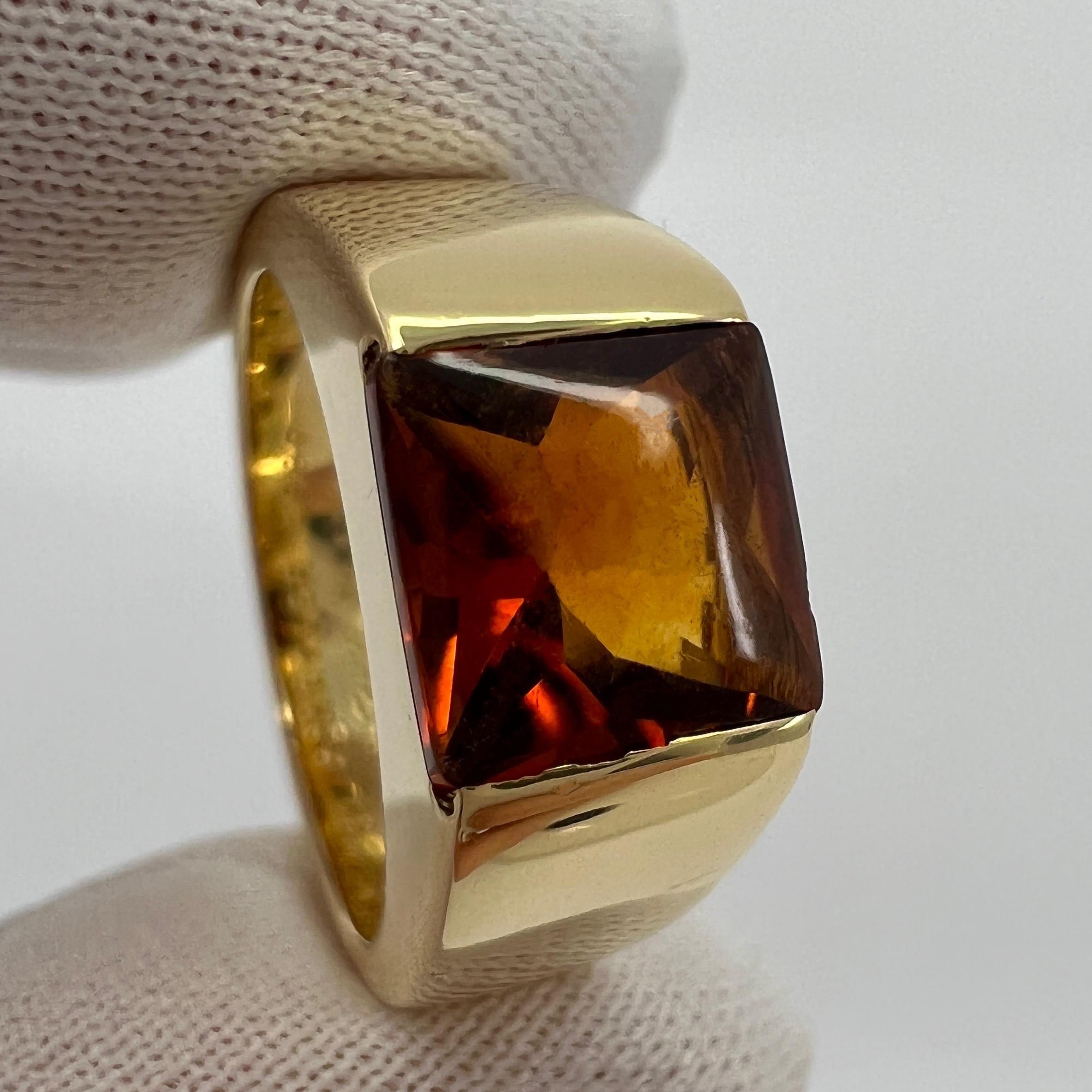 Cartier Rare Vintage Deep Orange Citrine 18k Yellow Gold Tank Band Solo Ring 49 For Sale 5