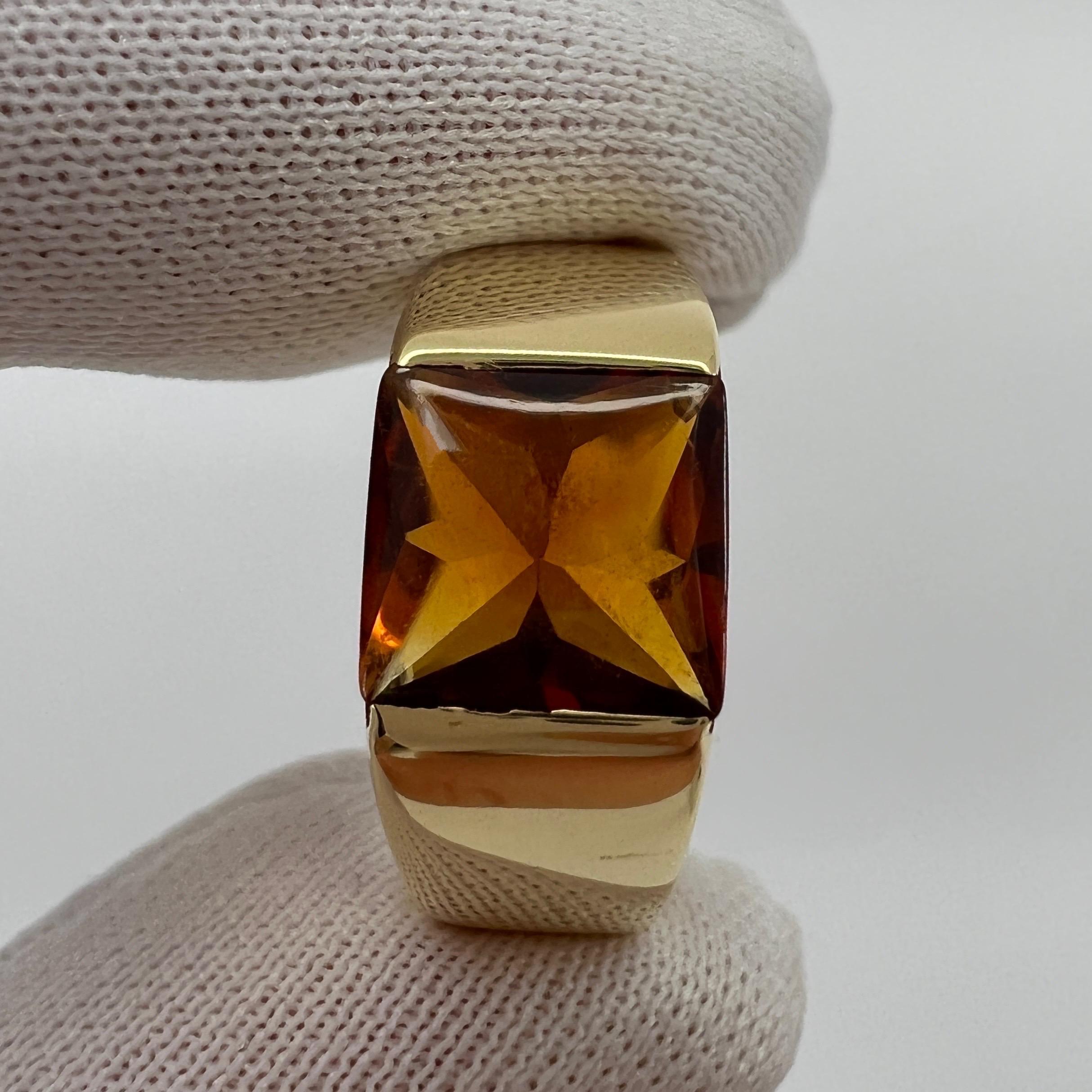 Cartier Rare Vintage Deep Orange Citrine 18k Yellow Gold Tank Band Solo Ring 49 For Sale 6