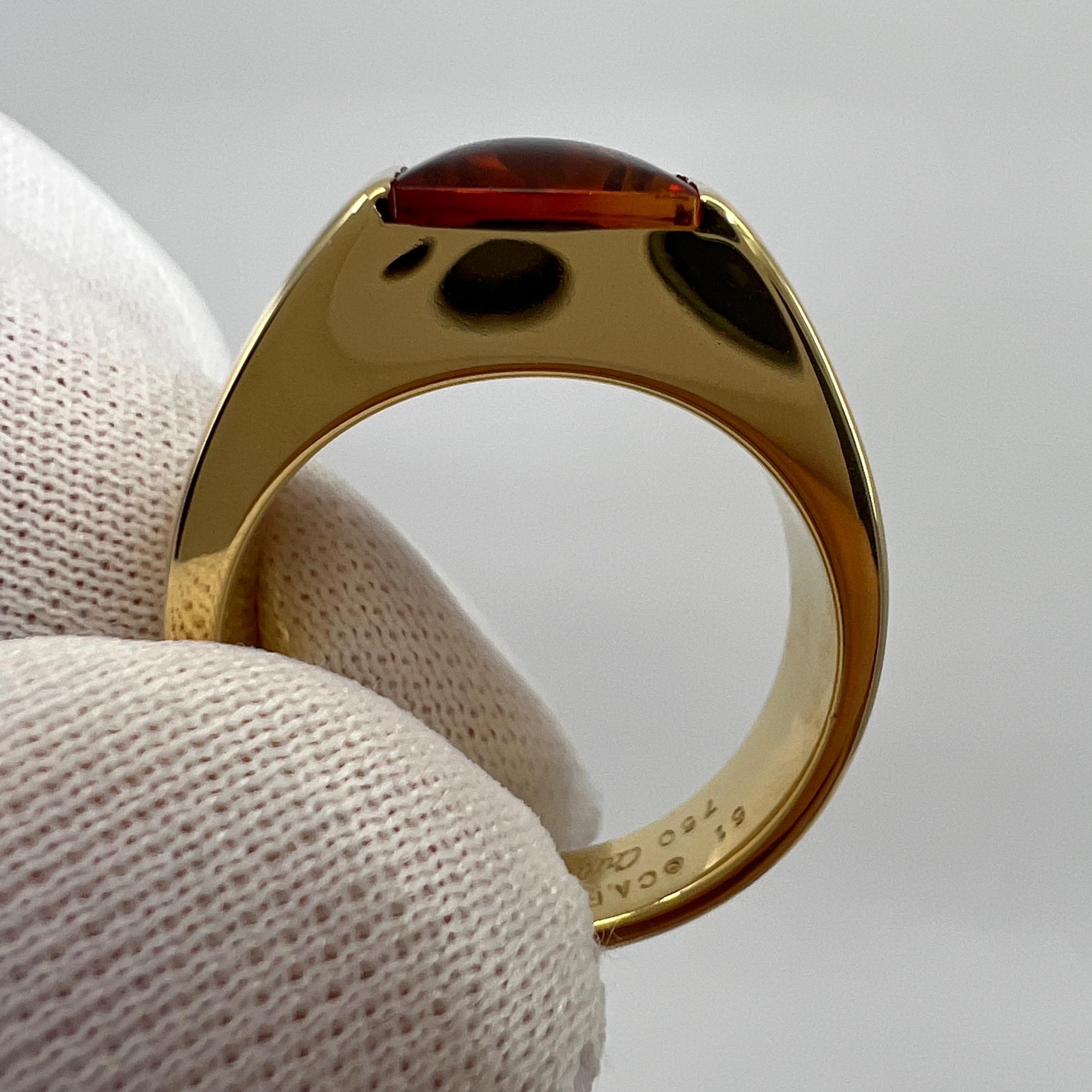 Cartier Rare Vintage Deep Orange Citrine 18k Yellow Gold Tank Band Solo Ring 49 For Sale 2