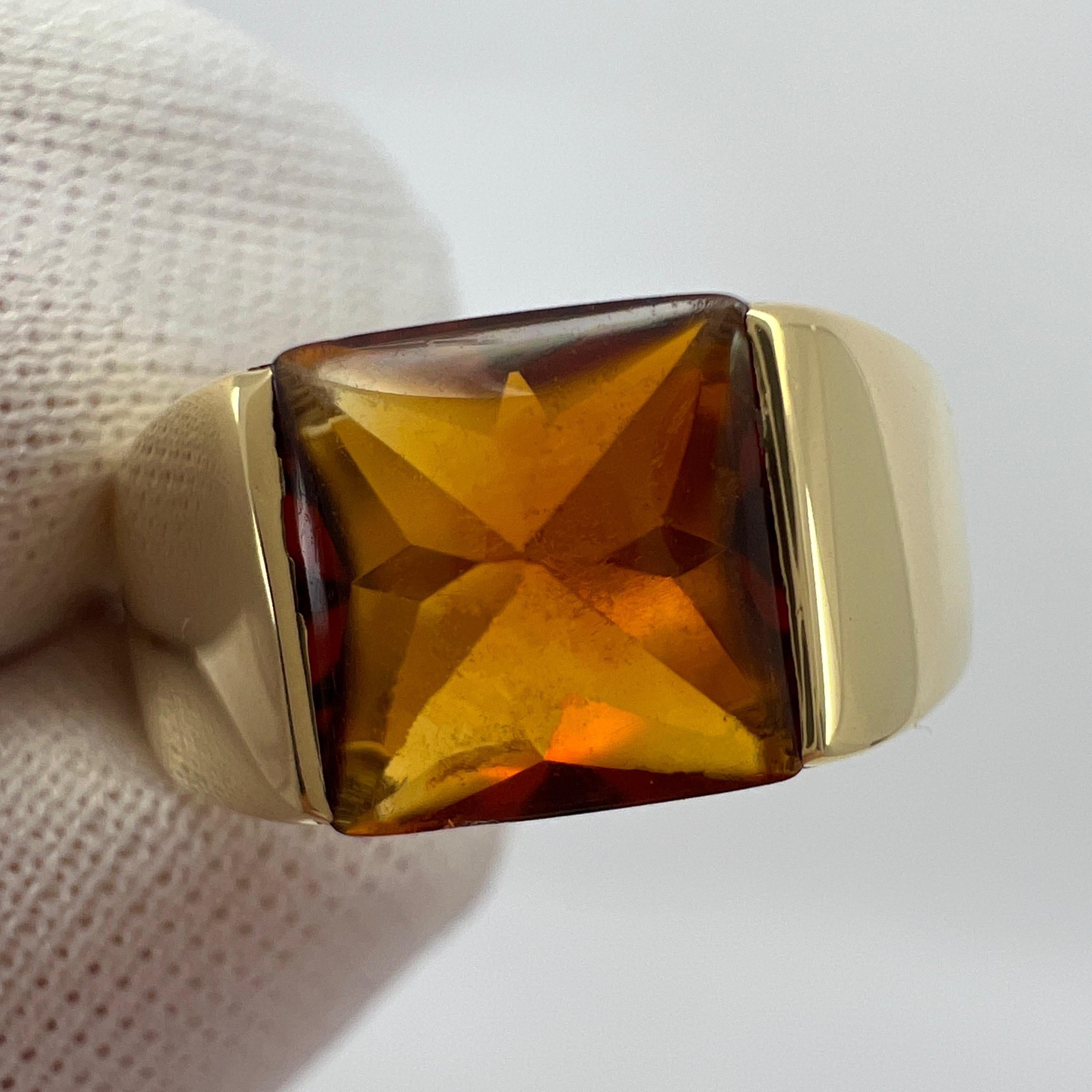 Cartier Rare Vintage Deep Orange Citrine 18k Yellow Gold Tank Band Solo Ring 49 For Sale 4
