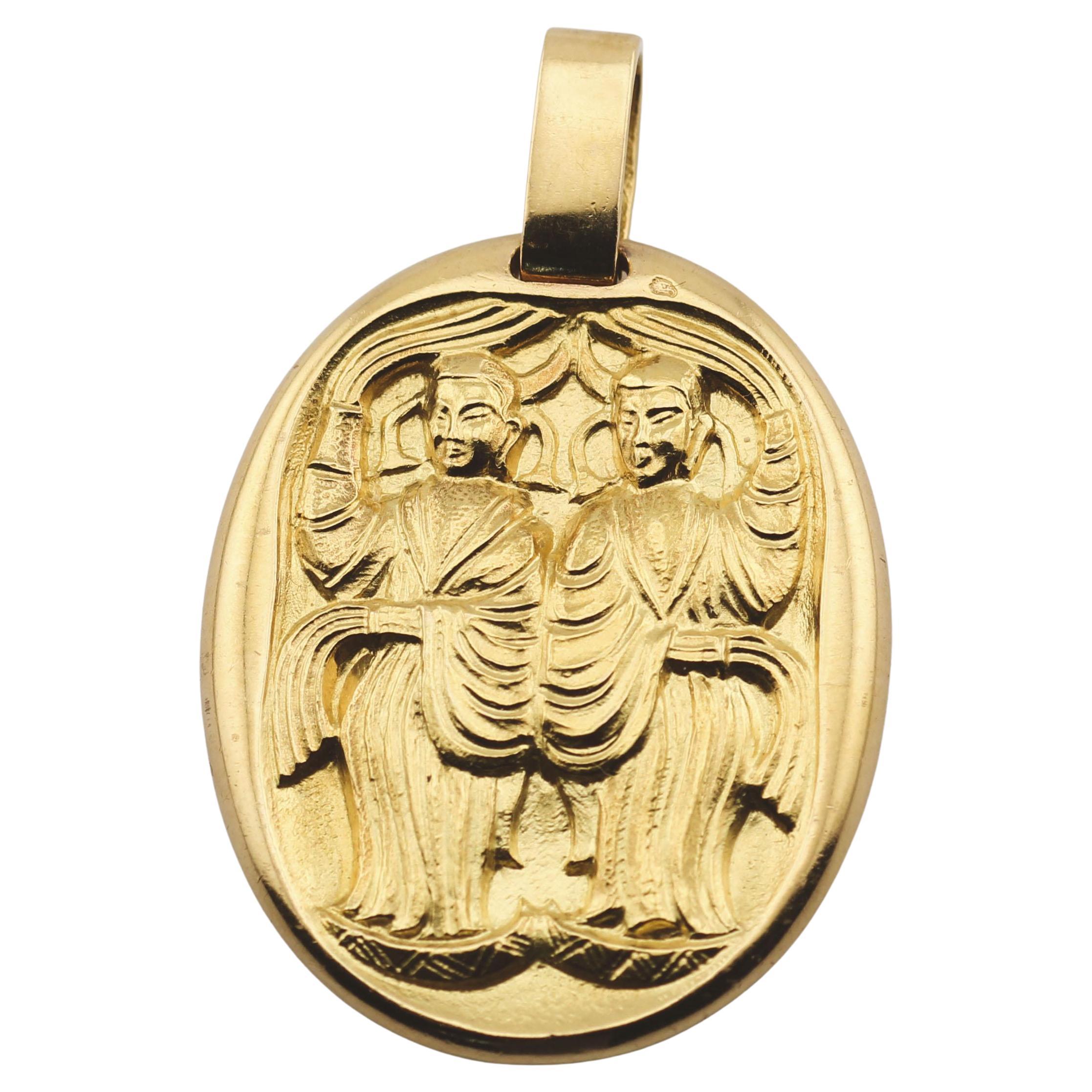 Cartier Rare Vintage Horoscope Gemini Zodiac Sign Pendentif Charm Or 18k