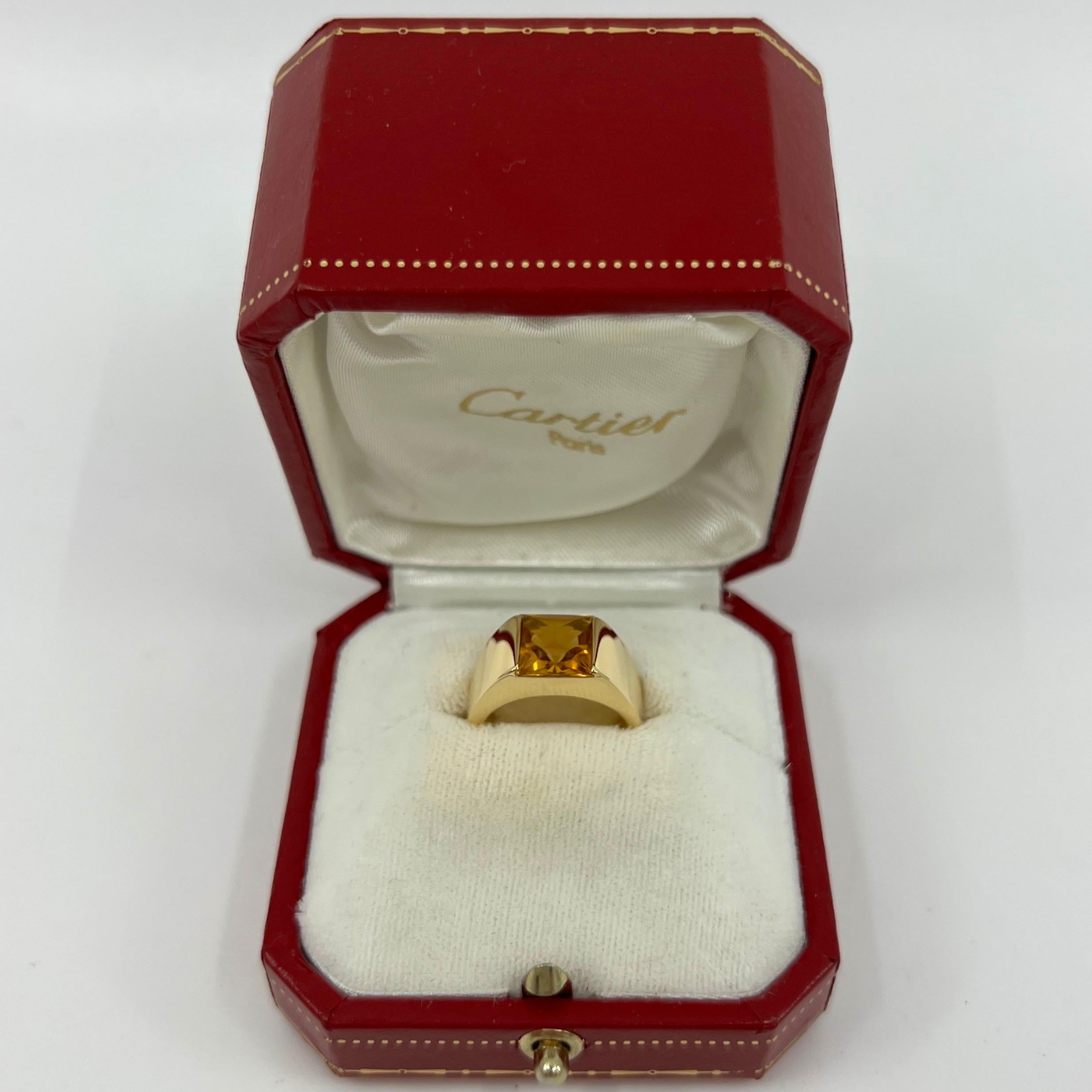 Cartier Rare Vintage Orange Citrine 18k Yellow Gold Tank Band Solo Ring 50 For Sale 5