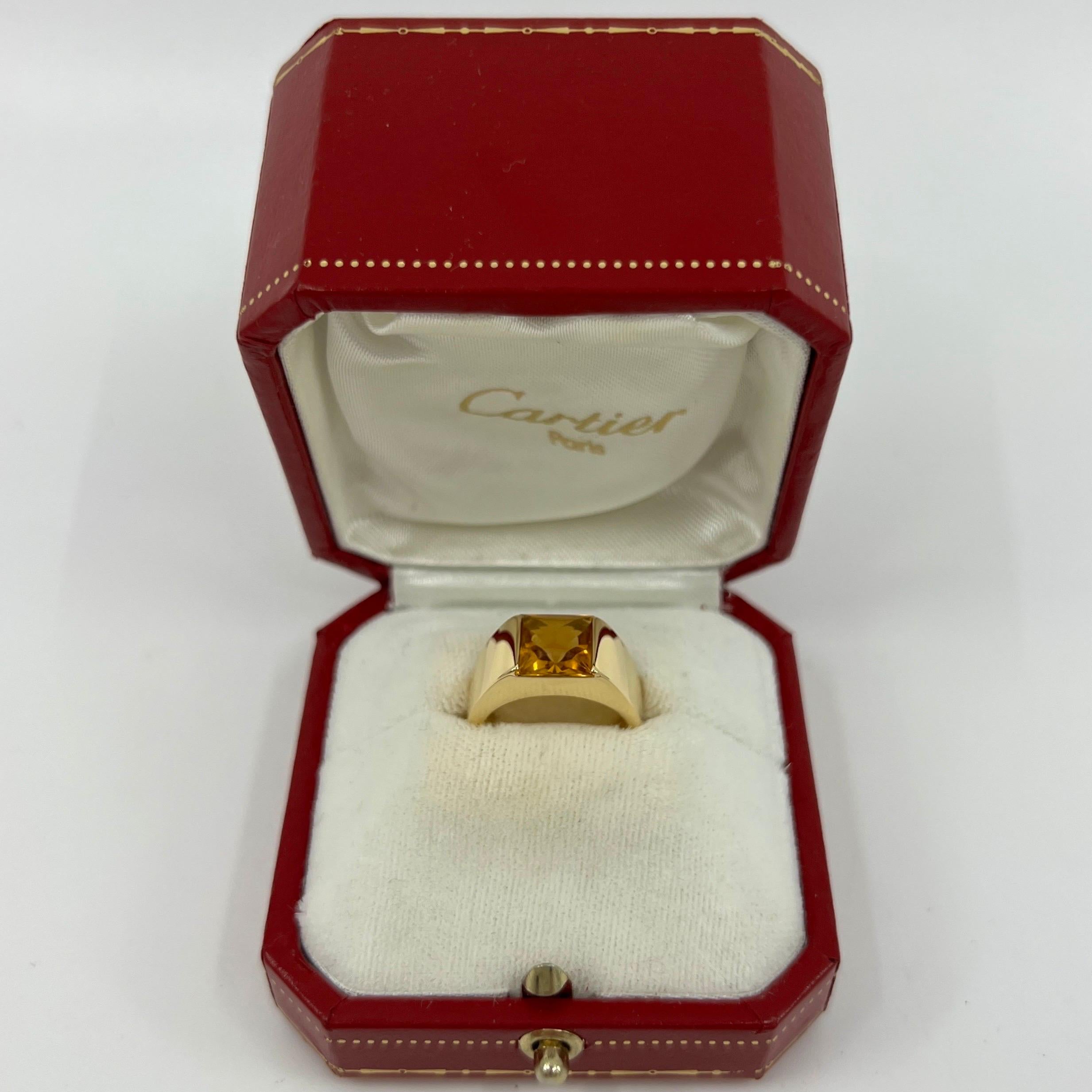 Cartier Rare Vintage Orange Citrine 18k Yellow Gold Tank Band Solo Ring 51 For Sale 5
