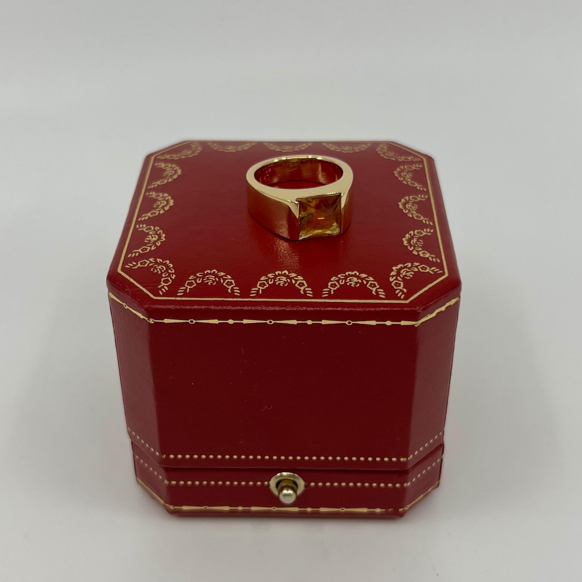 Cartier Rare Vintage Orange Citrine 18k Yellow Gold Tank Band Solo Ring 51 For Sale 6
