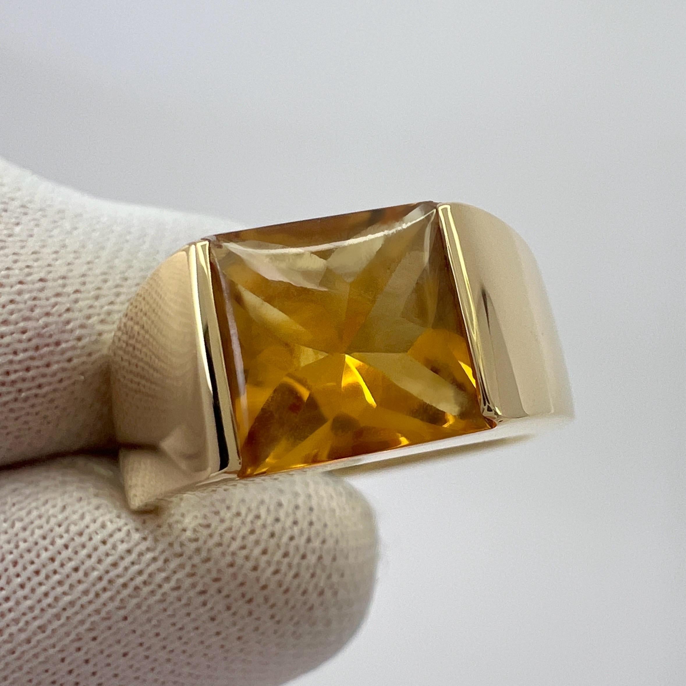 Cartier Rare Vintage Orange Citrine 18k Yellow Gold Tank Band Solo Ring 51 For Sale 7