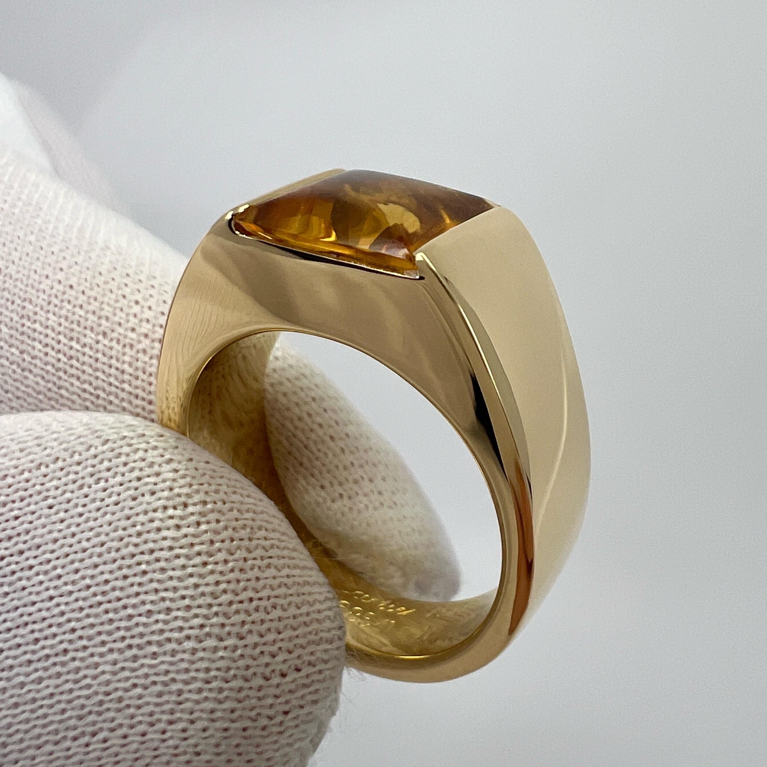 Cartier Rare Vintage Orange Citrine 18k Yellow Gold Tank Band Solo Ring 51 In Excellent Condition For Sale In Birmingham, GB