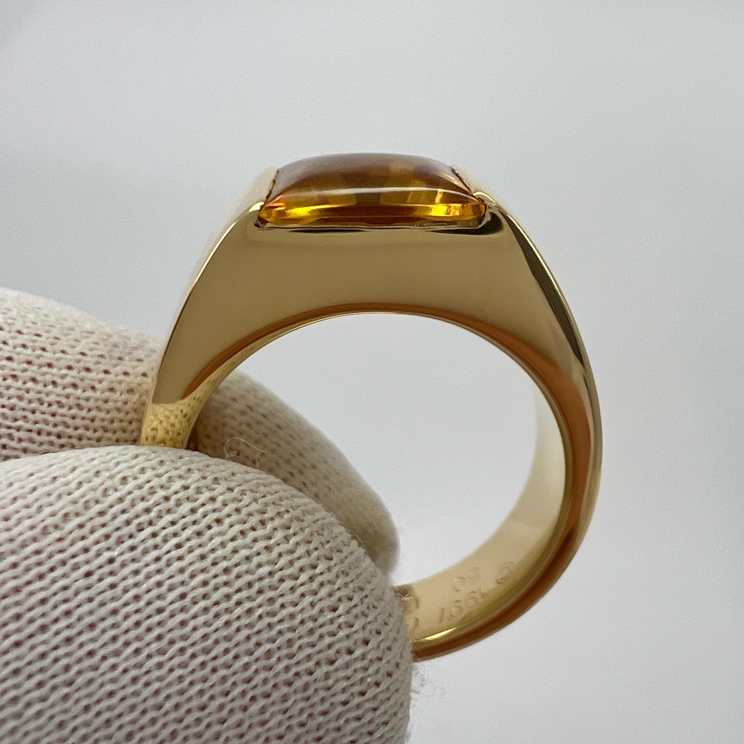 Cartier Rare Vintage Orange Citrine 18k Yellow Gold Tank Band Solo Ring 51 For Sale 1