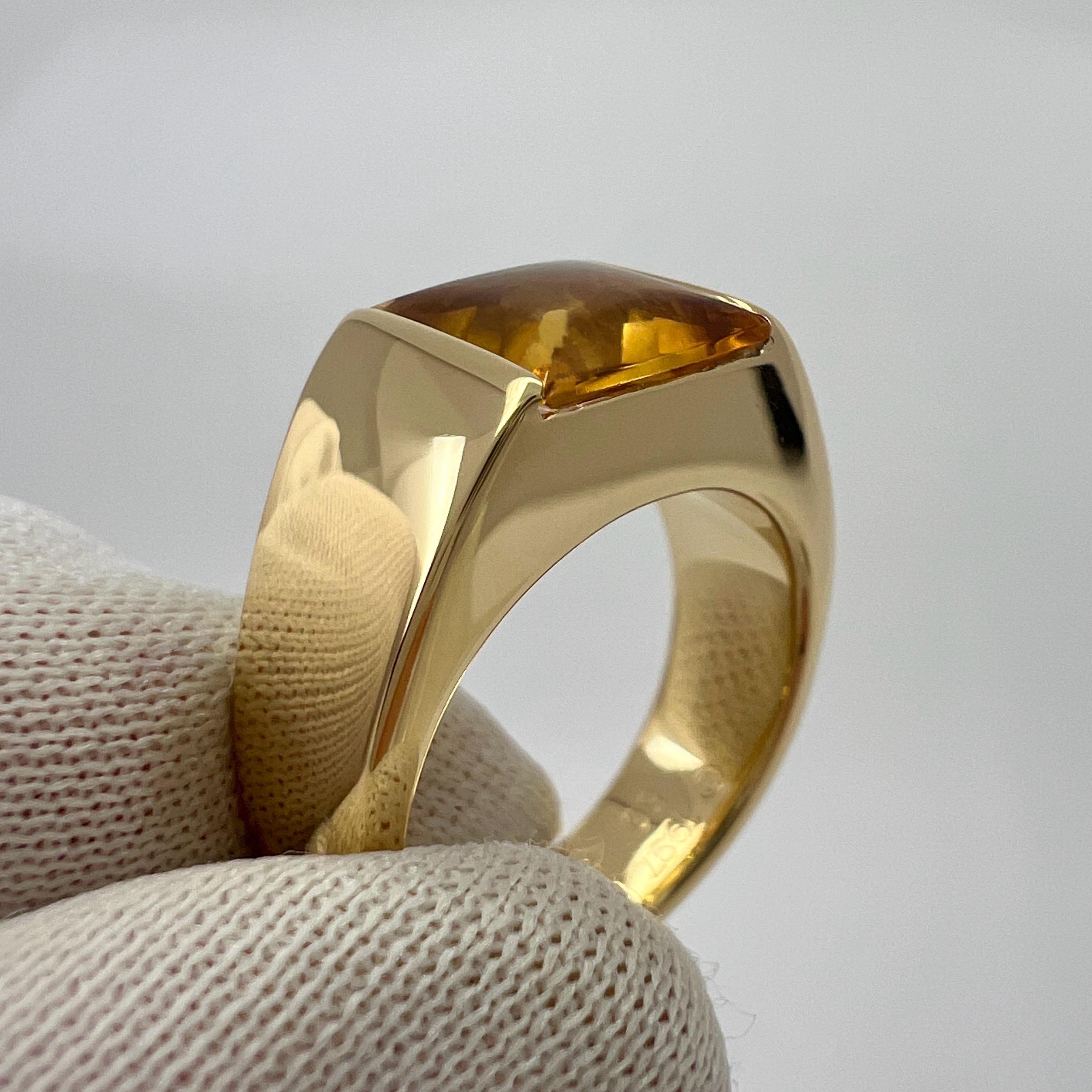 Cartier Rare Vintage Orange Citrine 18k Yellow Gold Tank Band Solo Ring 51 For Sale 2