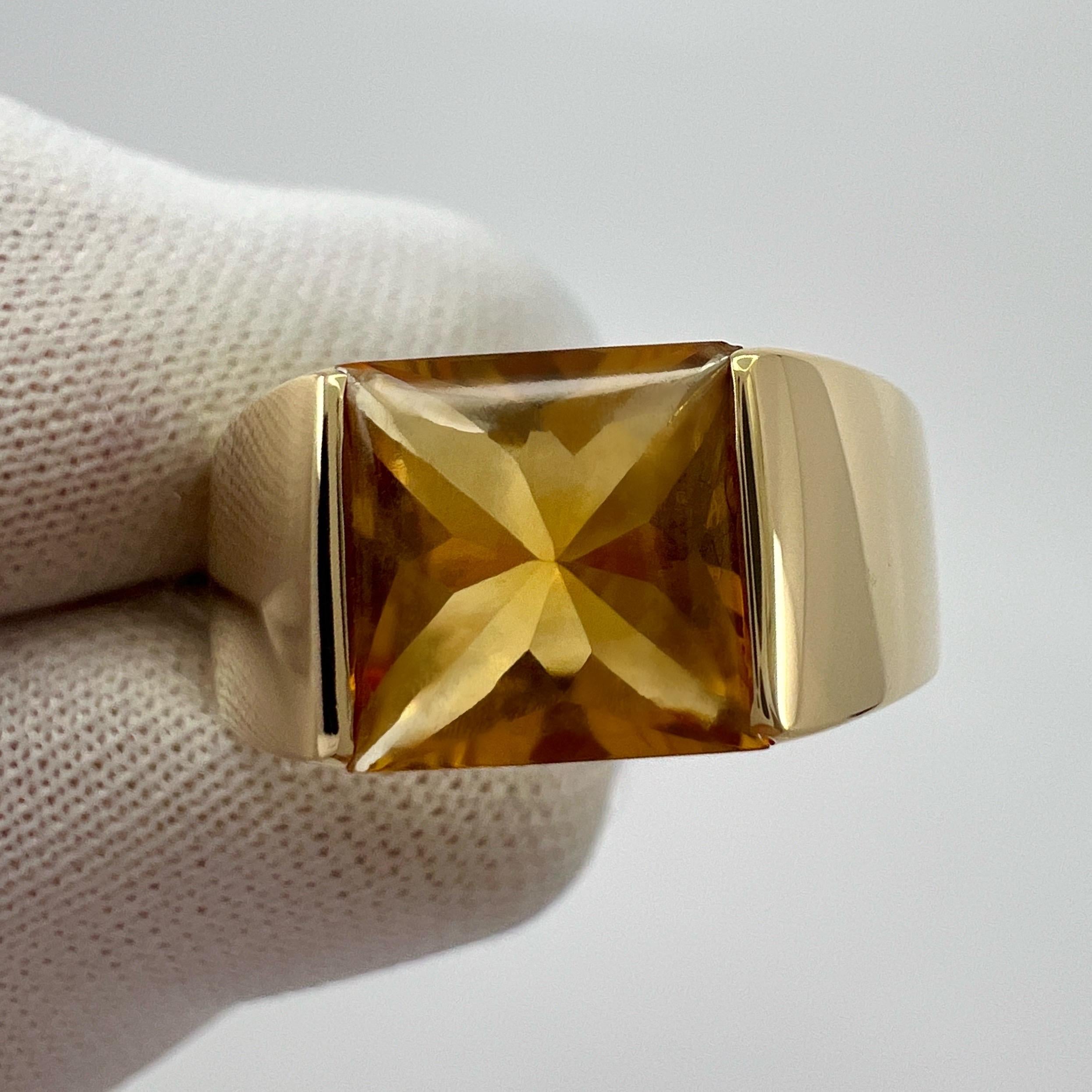 Cartier Rare Vintage Orange Citrine 18k Yellow Gold Tank Band Solo Ring 51 For Sale 4