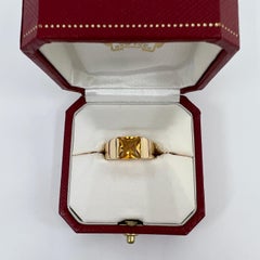 Cartier Rare Vintage Vivid Yellow Citrine 18k Yellow Gold Tank Band Ring 8mm