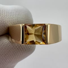 Cartier Rare Vintage Vivid Yellow Citrine 18k Yellow Gold Tank Band Solo Ring
