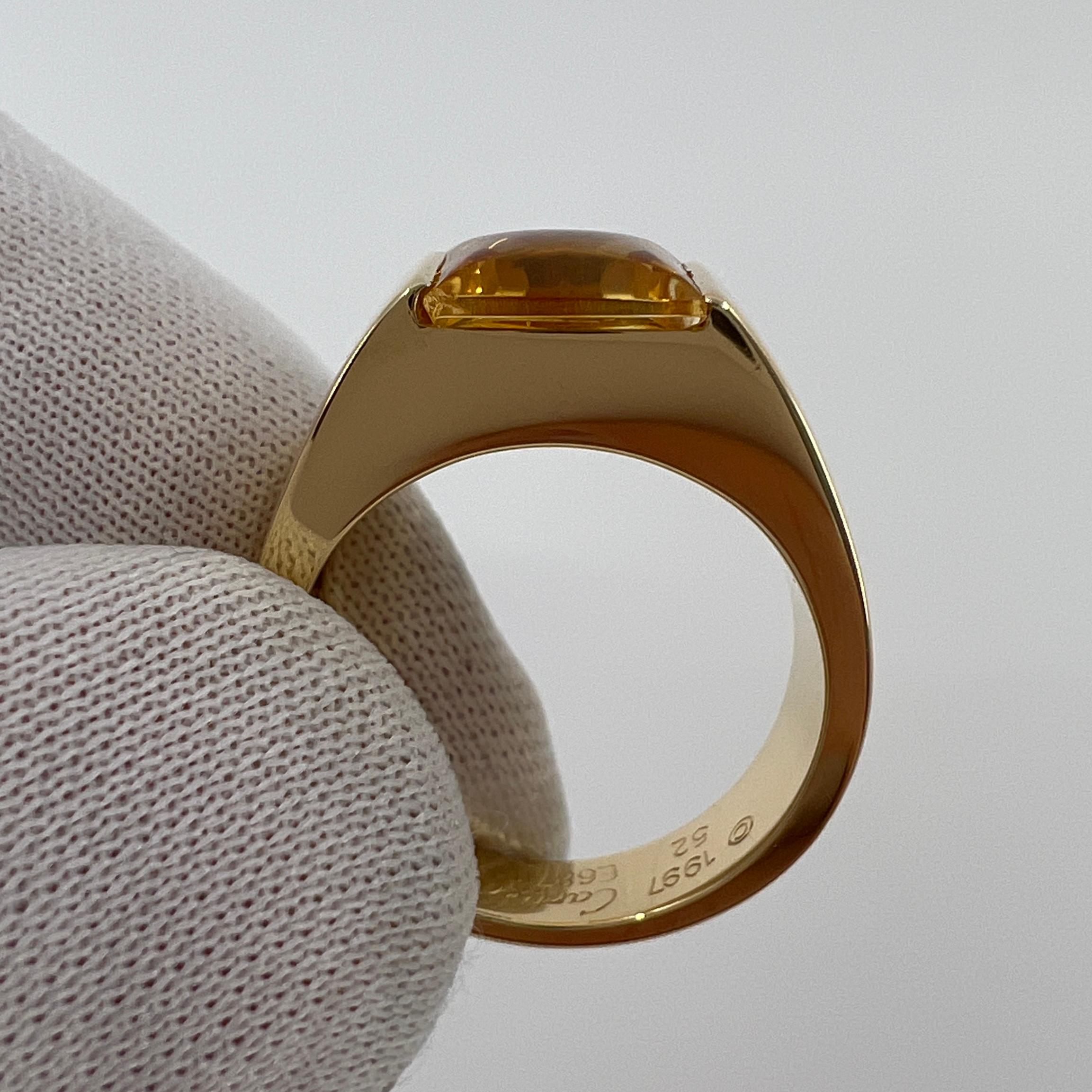 Square Cut Cartier Rare Vintage Vivid Yellow Citrine 18k Yellow Gold Tank Band Solo Ring