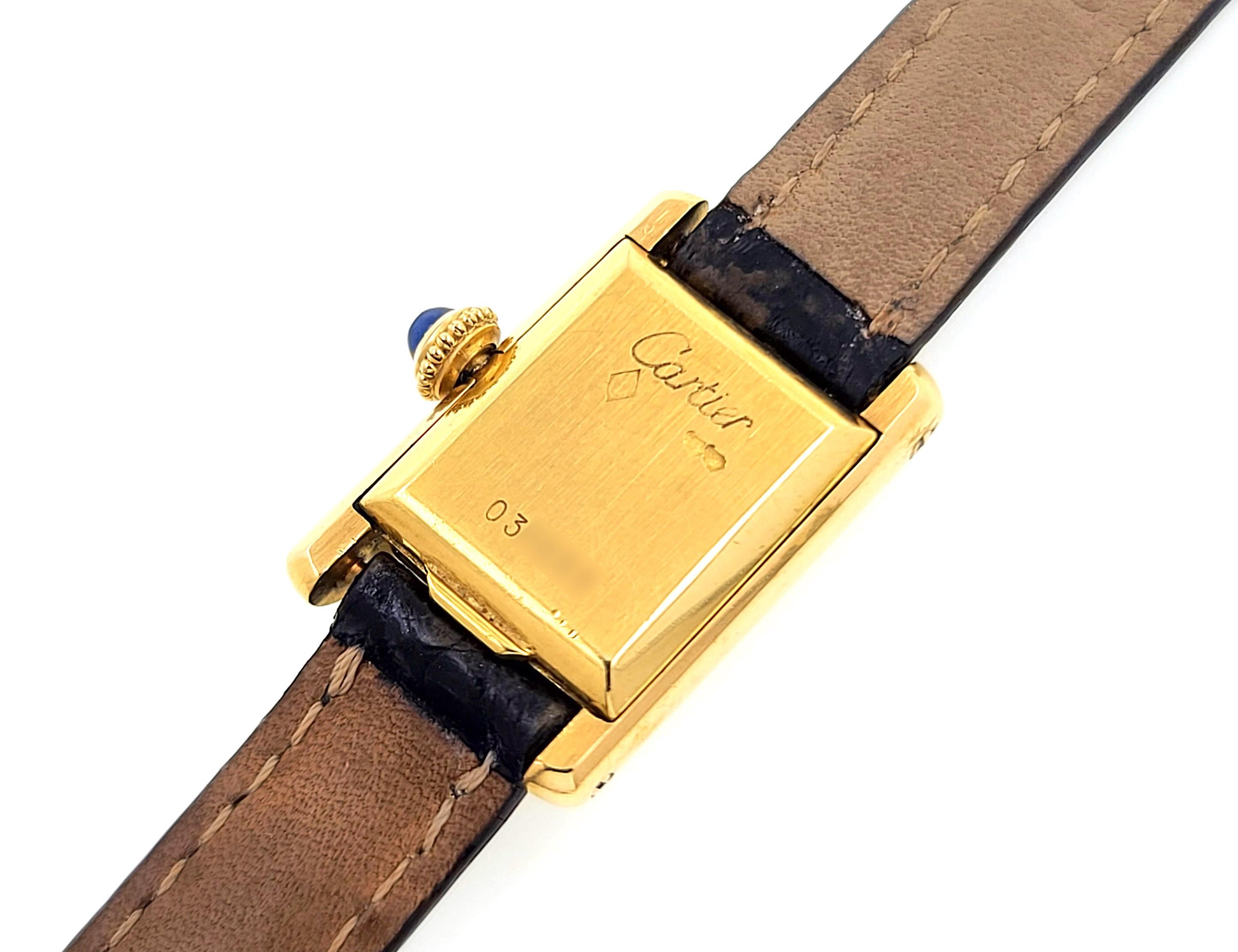 Cartier RARITY Mini Tank Allongée 1976 Ref 03 Jaeger LeCoultre 845 18k Gold In Excellent Condition For Sale In Neuilly-sur-Seine, IDF