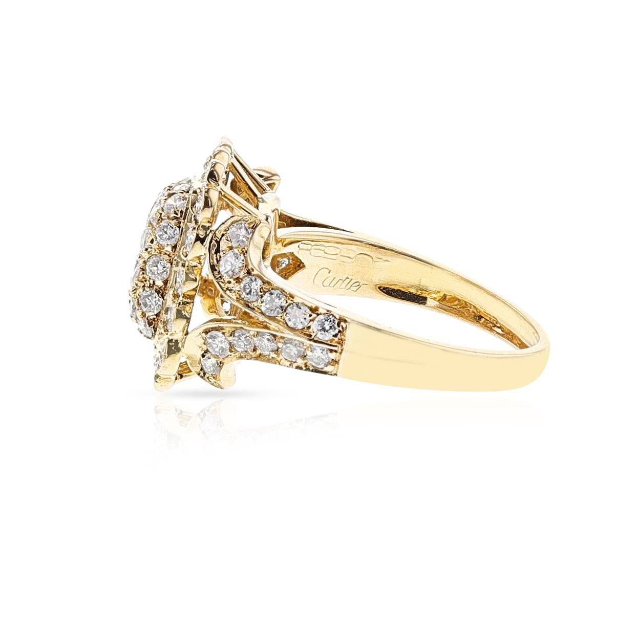 Cartier Rectangular Diamond Ring, 18k For Sale 1