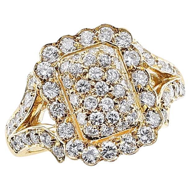 Cartier Rectangular Diamond Ring, 18k For Sale