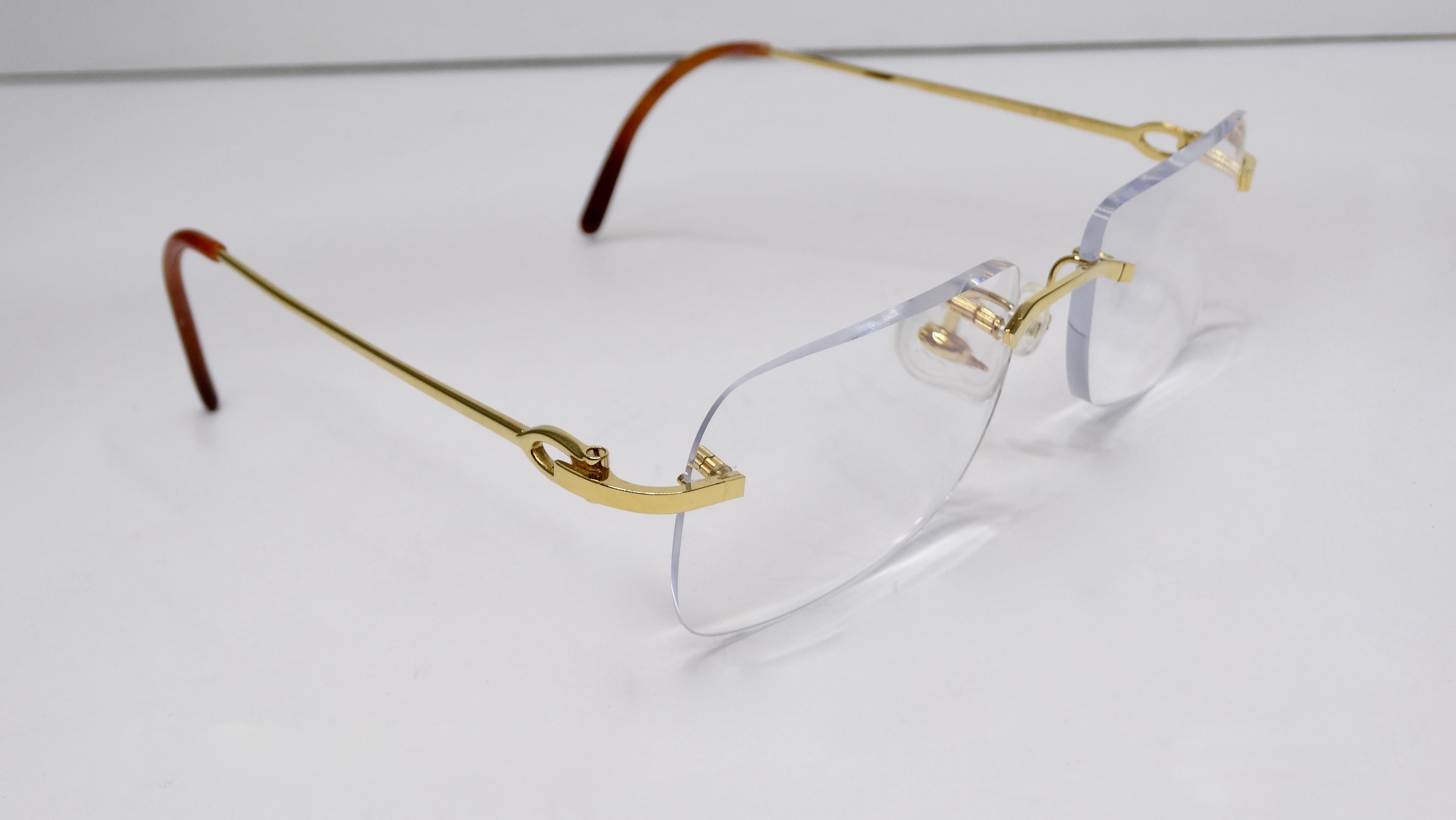 Cartier Rectangular Rimless Glasses  In Good Condition In Scottsdale, AZ