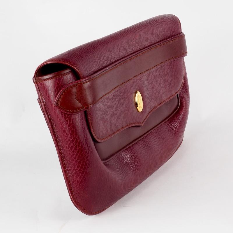 Cartier Red Bordeaux Leather Must de Cartier Clutch Bag In Good Condition For Sale In London, GB