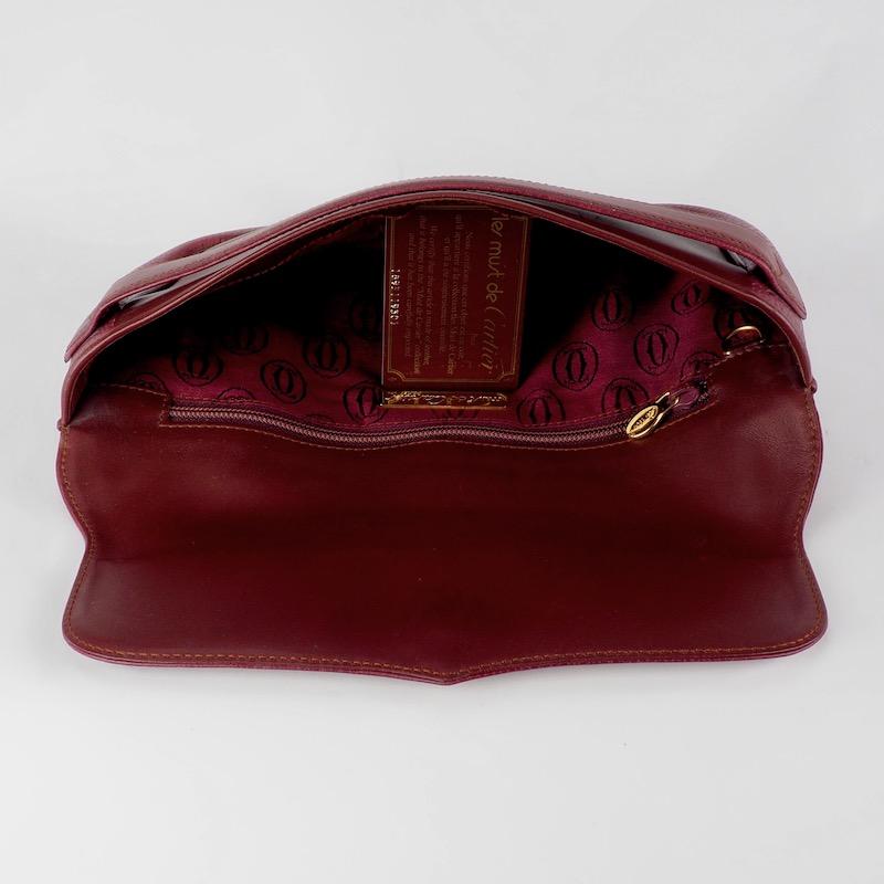 Cartier Red Bordeaux Leather Must de Cartier Clutch Bag For Sale 1