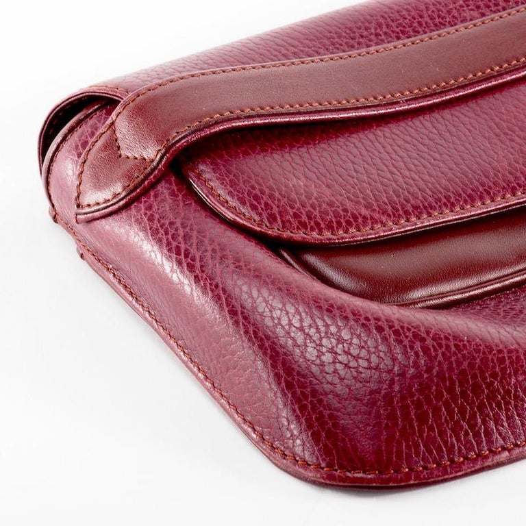 Cartier Red Bordeaux Leather Must de Cartier Clutch Bag For Sale at 1stDibs