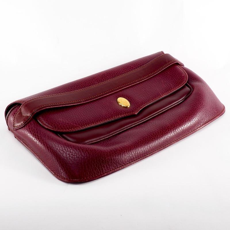Cartier Red Bordeaux Leather Must de Cartier Clutch Bag For Sale 4