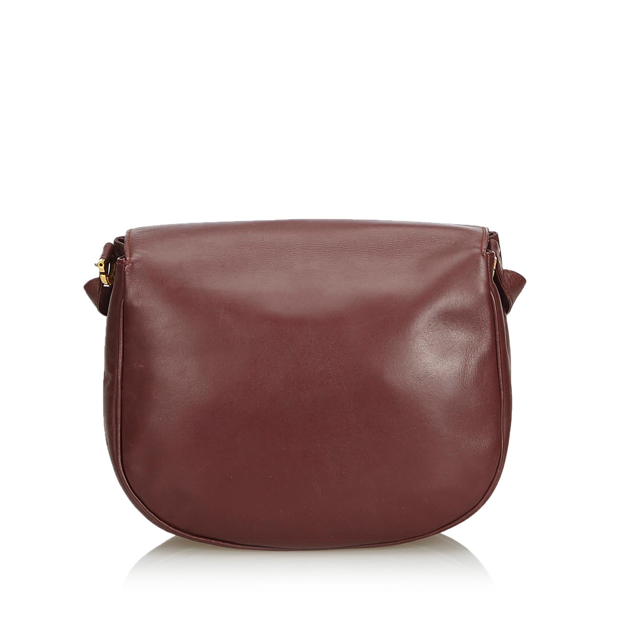 Brown Cartier Red Bordeaux Leather Must de Cartier Crossbody France
