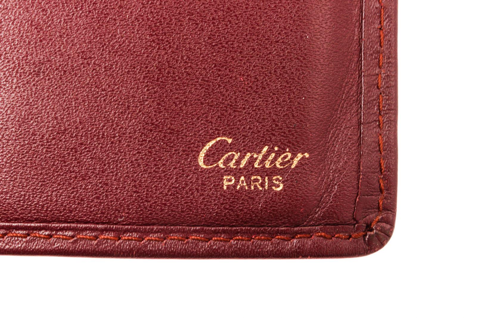 Cartier Red Breast Pocket Wallet with gold-tone hardware, trim leather In Good Condition For Sale In Irvine, CA