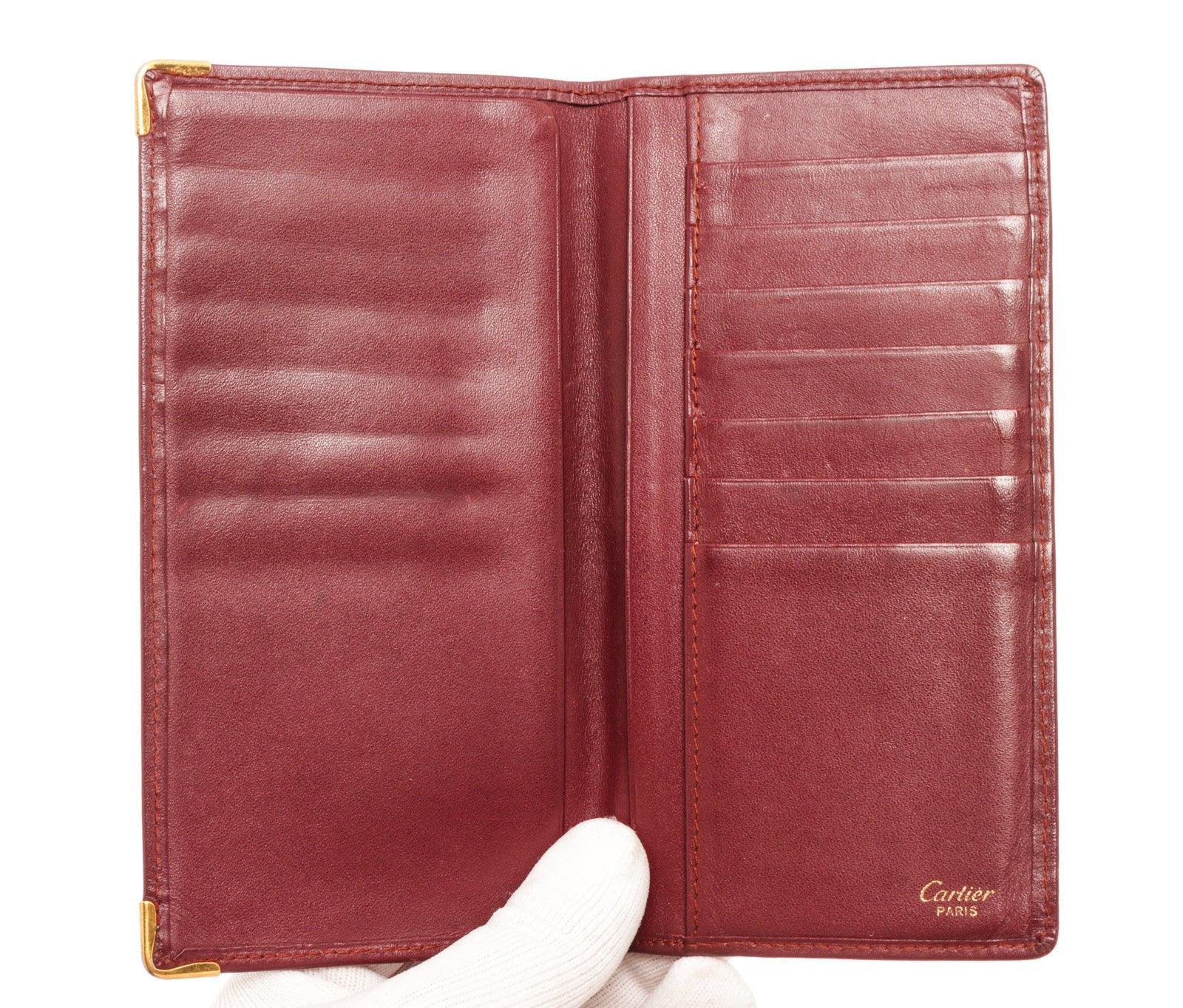 Women's Cartier Red Breast Pocket Wallet with gold-tone hardware, trim leather For Sale