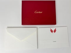 Cartier Red Chinese Dragons Card and Envelope Set in Luxury Box Desk Stationery