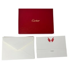 Cartier Red Chinese Dragons Card and Envelope Set in Luxury Box Desk Stationery