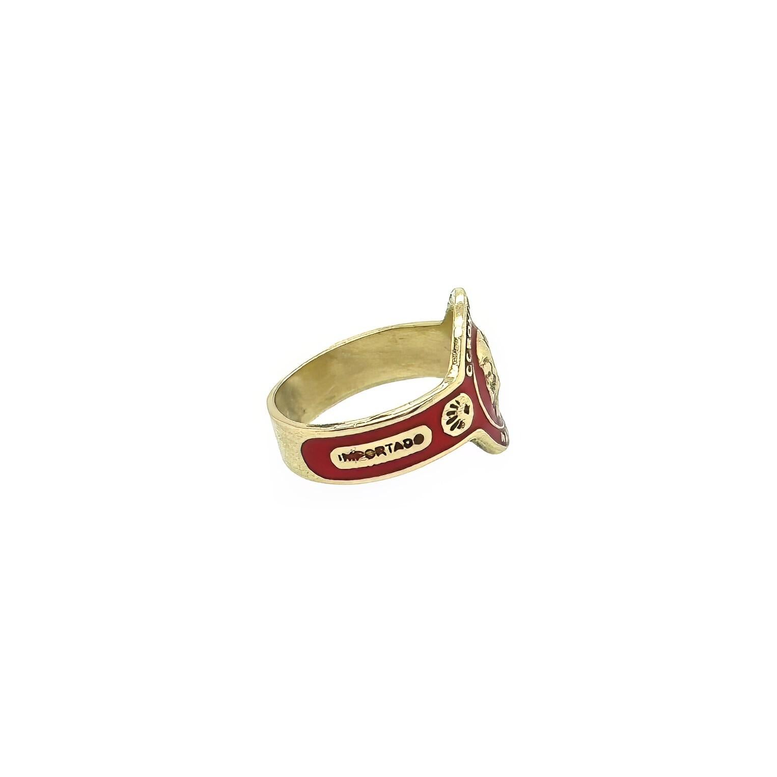 CARTIER Red Enamel Gold Cigar Band Ring In Good Condition In New York, NY