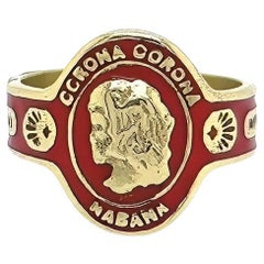 Retro CARTIER Red Enamel Gold Cigar Band Ring