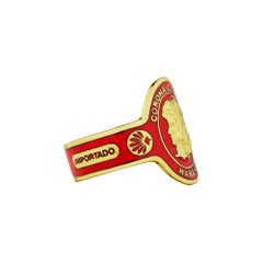 Cartier Red Enamel Gold Modernist Cigar Band Ring