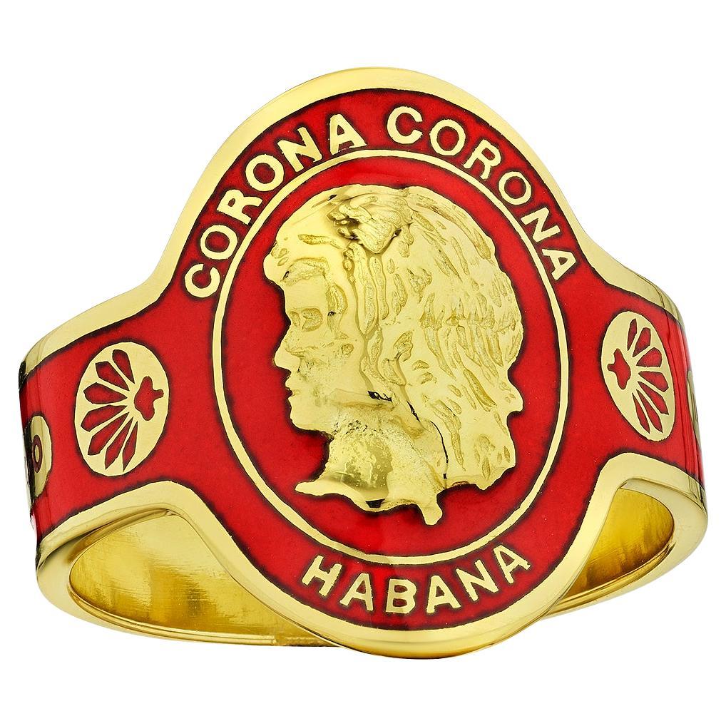 Cartier Red Enamel Gold Modernist Cigar Band Ring