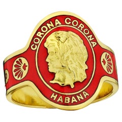 Cartier Red Enamel Gold Modernist Cigar Band Ring