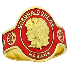 Bague à cigare moderniste en or émaillé rouge de Cartier