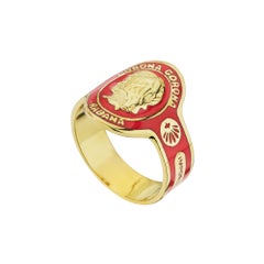 Cartier Red Enamel Gold Vintage Cigar Band Ring
