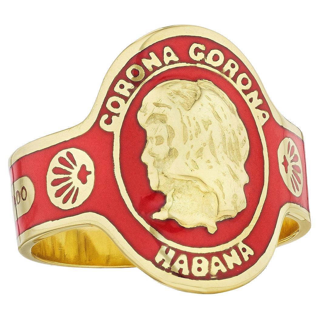 Cartier Red Enamel Gold Vintage Cigar Band Ring